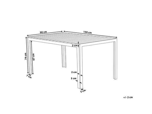 Puutarhapöytä harmaa muovipuu alumiini 150 x 90 x 74 cm suorakulmainen kuudelle industriaalinen tyyli