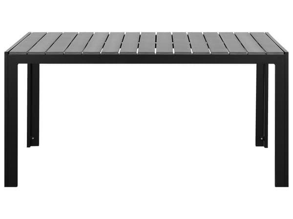 Puutarhapöytä harmaa muovipuu alumiini 150 x 90 x 74 cm suorakulmainen kuudelle industriaalinen tyyli