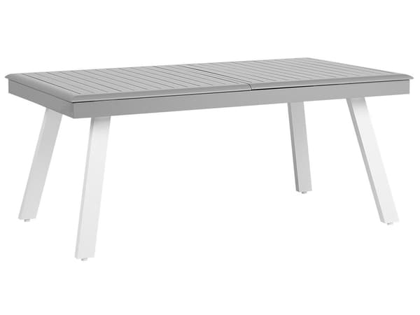 Havebord Grå Hvid Aluminium 175/255 x 100 cm Udendørs Udtræksbord Vedligeholdelsesfri Havemøbel Nonwood til Terrasse Have Indretning Tilbehør