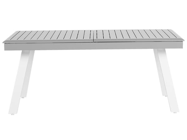 Havebord Grå Hvid Aluminium 175/255 x 100 cm Udendørs Udtræksbord Vedligeholdelsesfri Havemøbel Nonwood til Terrasse Have Indretning Tilbehør