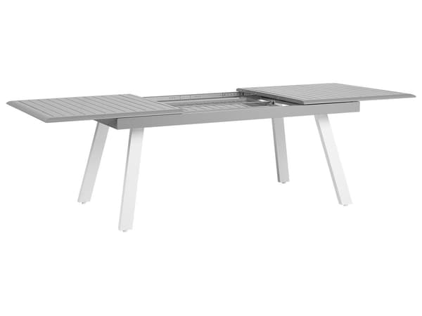 Havebord Grå Hvid Aluminium 175/255 x 100 cm Udendørs Udtræksbord Vedligeholdelsesfri Havemøbel Nonwood til Terrasse Have Indretning Tilbehør