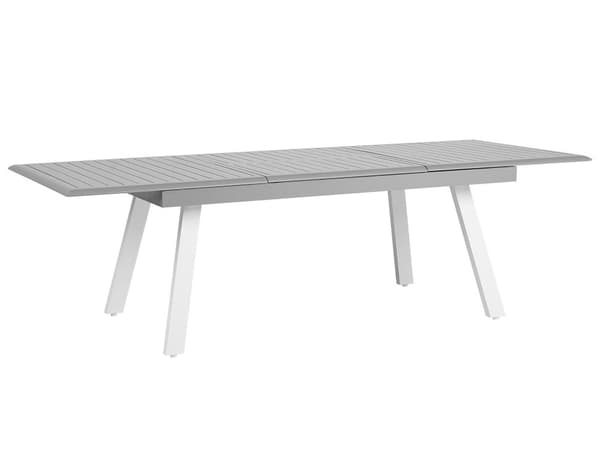Havebord Grå Hvid Aluminium 175/255 x 100 cm Udendørs Udtræksbord Vedligeholdelsesfri Havemøbel Nonwood til Terrasse Have Indretning Tilbehør