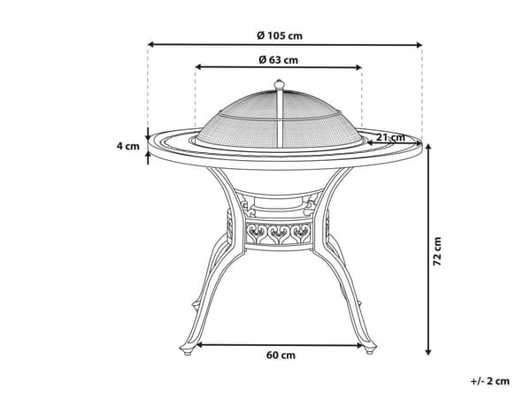 Have Spisestue BBQ Bord Brun Aluminium Rund ø 90 cm Indbygget Grill Udendørs Vintage