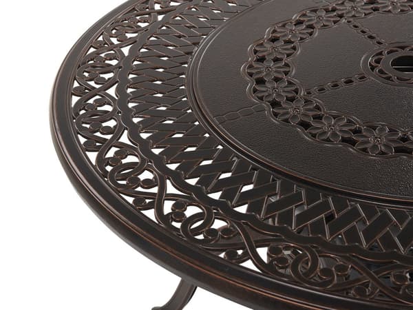 Have Spisestue BBQ Bord Brun Aluminium Rund ø 90 cm Indbygget Grill Udendørs Vintage