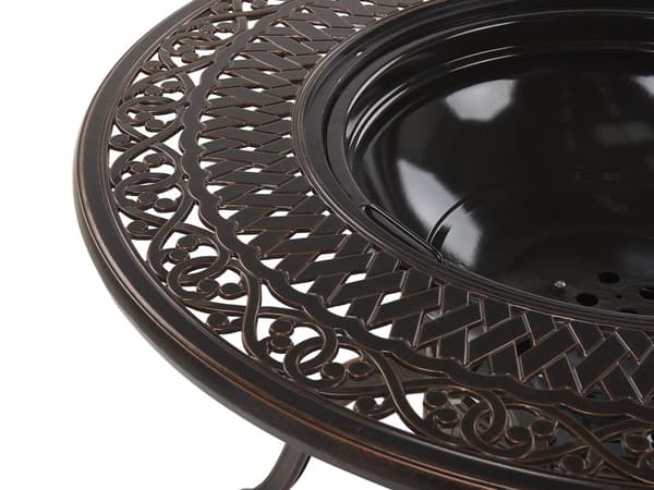 Have Spisestue BBQ Bord Brun Aluminium Rund ø 90 cm Indbygget Grill Udendørs Vintage