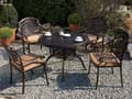 Miniatyrbillede 2 af 6: Havebord Brun Metal ø 100 cm 4 Personers Udendørs Rundt Havespisebord Venetiansk med Parasolhul Design Fransk Vedligeholdelsesfrit Cabrioleben