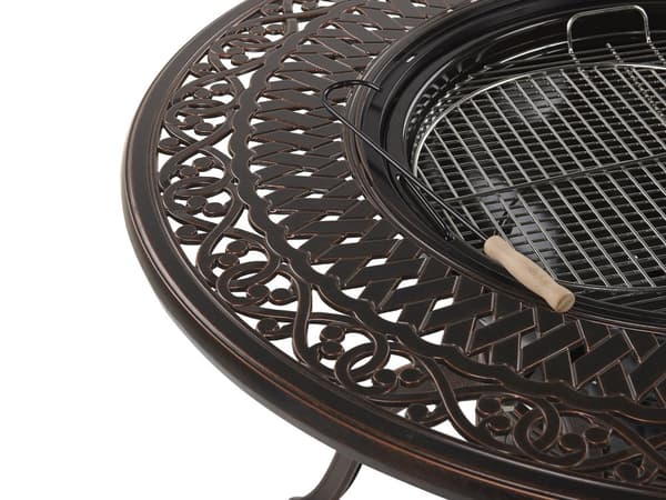 Brunt Trädgårdsbord av Aluminium med Inbyggt Grill Rund 90 cm i Vintage Stil