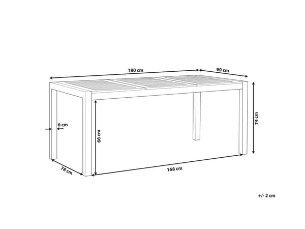 Trädgårdsbord Ljus Eukalyptusträ Bordsskiva 180 x 90 cm 6-sits Stålram