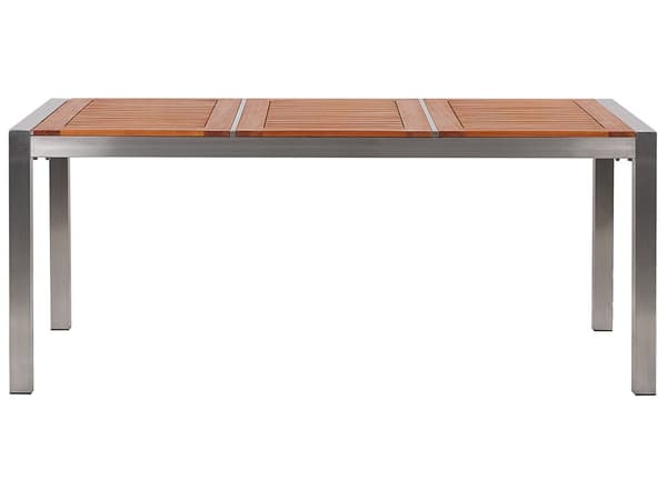 Trädgårdsbord Ljus Eukalyptusträ Bordsskiva 180 x 90 cm 6-sits Stålram