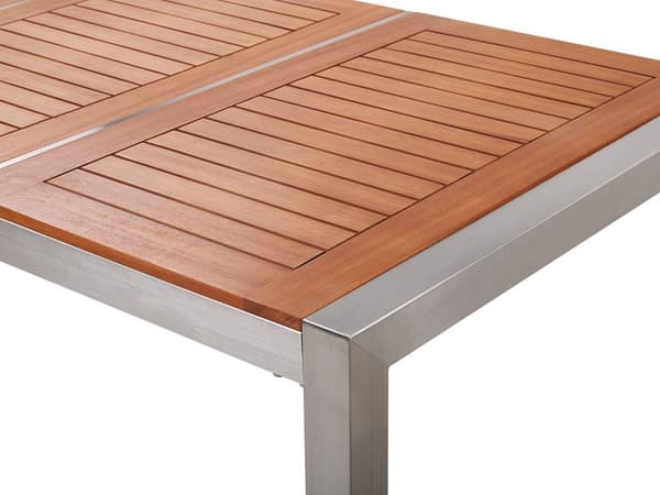 Trädgårdsbord Ljus Eukalyptusträ Bordsskiva 180 x 90 cm 6-sits Stålram