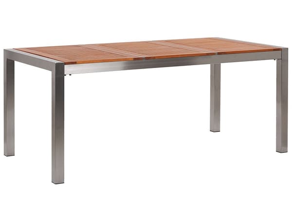 Trädgårdsbord Ljus Eukalyptusträ Bordsskiva 180 x 90 cm 6-sits Stålram