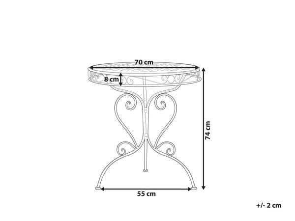 Altanbord Lyserød Pulverlakeret Metalstel 74 x 70 cm Moderne Retro Rørflet med Scrollwork Accent til Terrasse og Have Italiensk Indretning