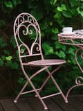 Miniatyrbillede 6 af 10: Altanbord Lyserød Pulverlakeret Metalstel 74 x 70 cm Moderne Retro Rørflet med Scrollwork Accent til Terrasse og Have Italiensk Indretning