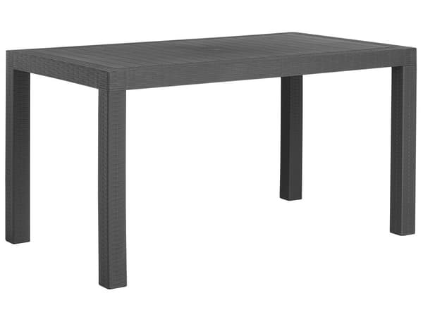 Havebord Grå Plastik 140 x 80 cm 6 Personers Lang Spisebord med Hul til Parasol Minimalistisk til Terrasse Have Indretning Udendørs Tilbehør
