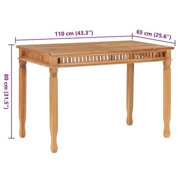 vidaXL Puutarhan ruokapöytä 110x65x80 cm täysi tiikki