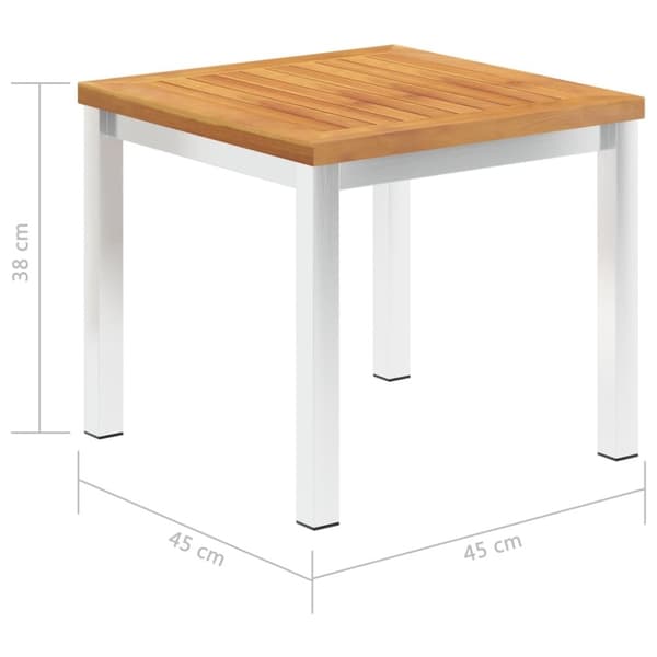 vidaXL Trädgårdsbord 45x45x38 cm massivt akaciaträ och rostfritt stål