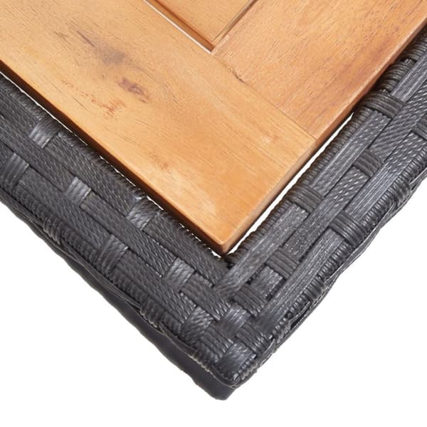 vidaXL Trädgårdsbord svart massivt akaciaträ och konstrotting