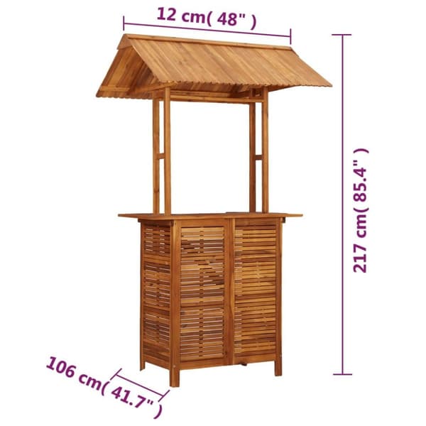 vidaXL Utendørs barbord med tak 113x106x217 cm heltre akasie