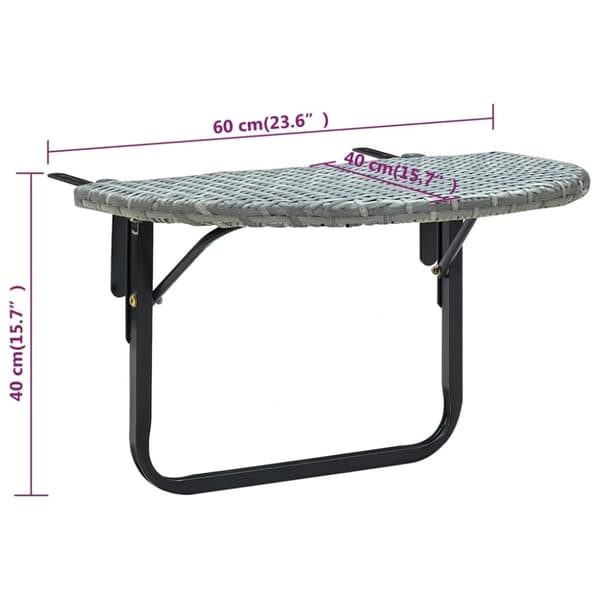 vidaXL altanbord 60x60x40 cm polyrattan grå