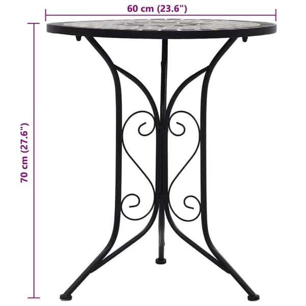 vidaXL bistrobord med mosaikdesign 61 cm keramisk grå
