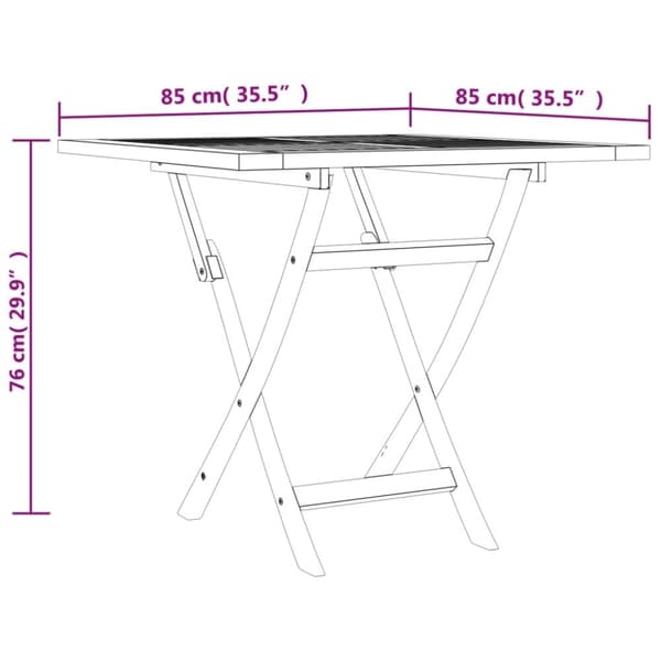 vidaXL Hopfällbart trädgårdsbord 85x85x76 cm massiv teak