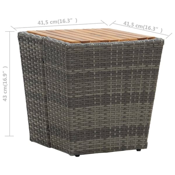vidaXL tebord 41,5x41,5x43 cm polyrattan og massivt akacietræ grå