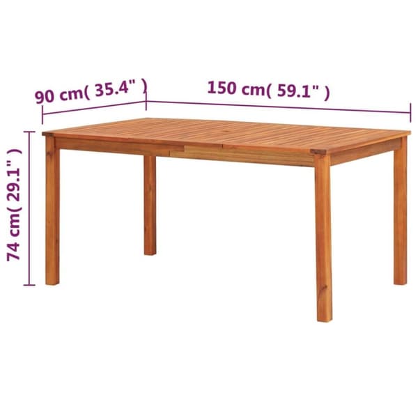 vidaXL Hagebord 150x90x74 cm heltre akasie