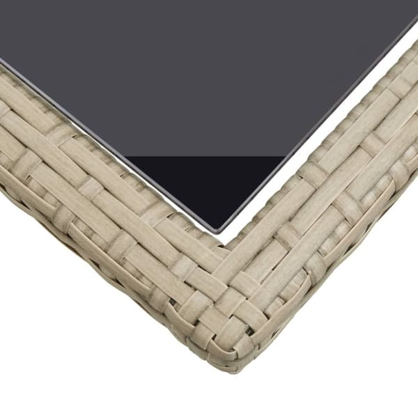 vidaXL Hagebord beige 110x53x72 cm glass og polyrotting