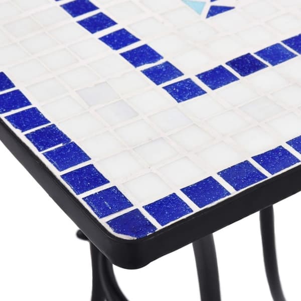 vidaXL Mosaikkbistrobord blå og hvit 60 cm keramikk