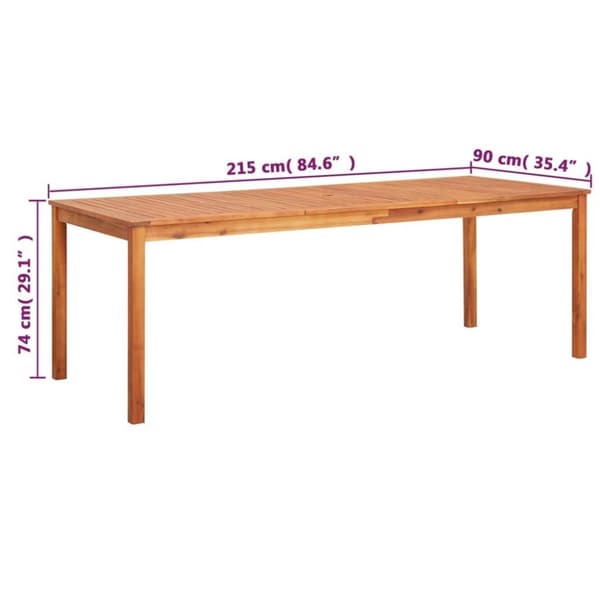 vidaXL Hagebord 215x90x74 cm heltre akasie
