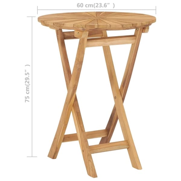 vidaXL foldbart havebord Ø 60 cm massivt teaktræ