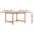 Miniatyrbillede 7 af 7: vidaXL havebord 150x150x76 cm massivt teaktræ