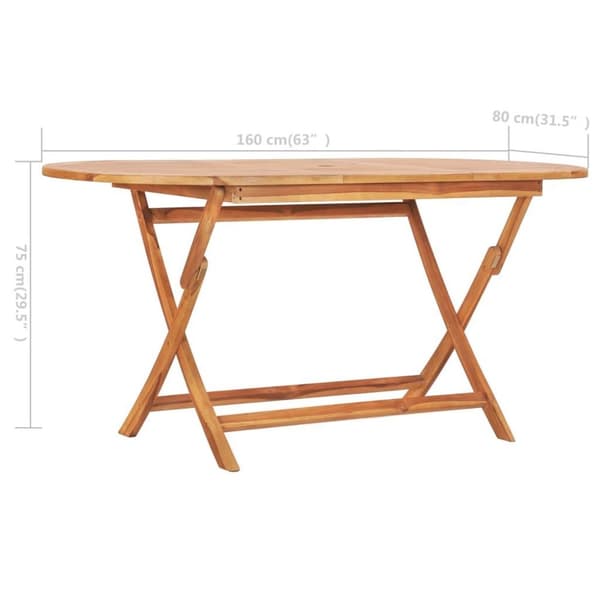 vidaXL Sammenleggbart hagebord 160x80x75 cm heltre teak