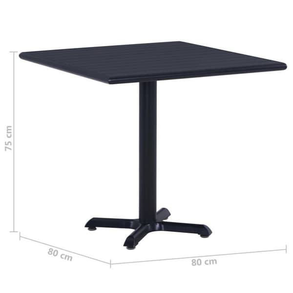 vidaXL havebord 80x80x75 cm sort