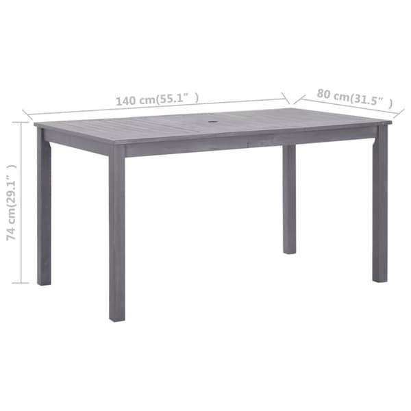 vidaXL Trädgårdsbord grå 140x80x74 cm massivt akaciaträ