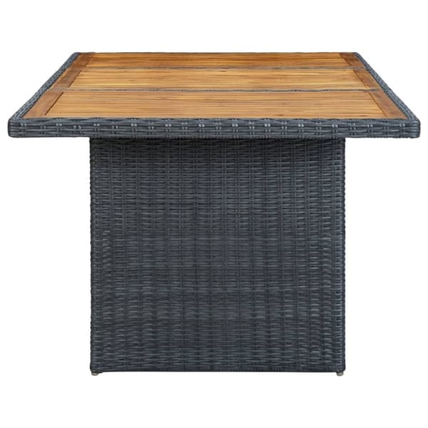 vidaXL havebord polyrattan og massivt akacietræ mørkegrå
