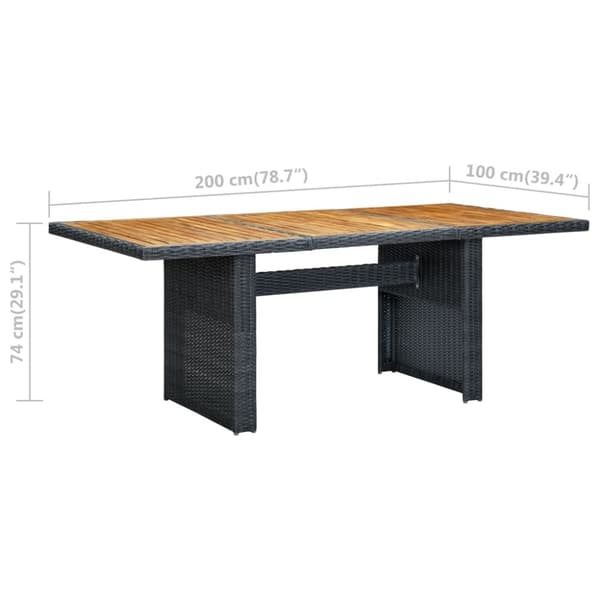 vidaXL havebord polyrattan og massivt akacietræ mørkegrå