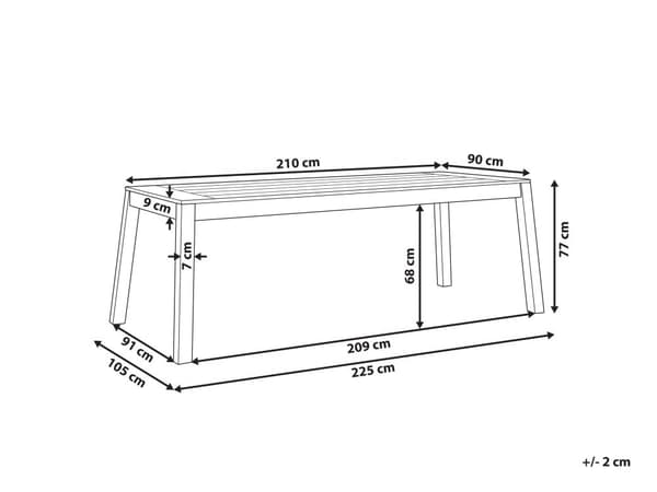 Matbord Trädgård Ljust Akaciaträ Laminerat Trä 210 x 90 cm 8 Sittplatser Rektangulärt Inomhus Utomhus Rustik
