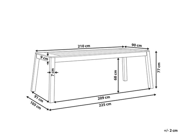 Puutarhapöytä vaalea 210 x 77 x 90 cm akaasia öljytty 6 hengelle sisälle ulos vankka