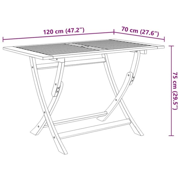 vidaXL Sammenleggbart hagebord 120x70x75 cm heltre akasie