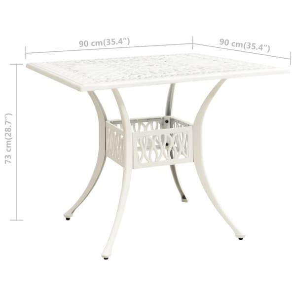 vidaXL havebord 90x90x73 cm støbt aluminium hvid