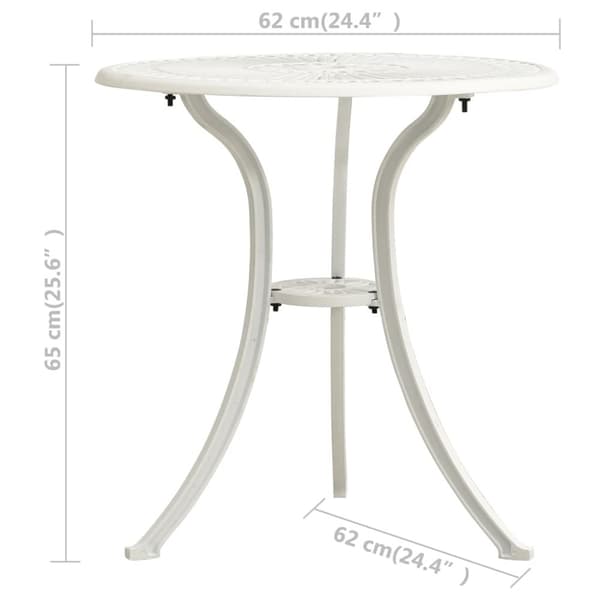 vidaXL havebord 62x62x65 cm støbt aluminium hvid