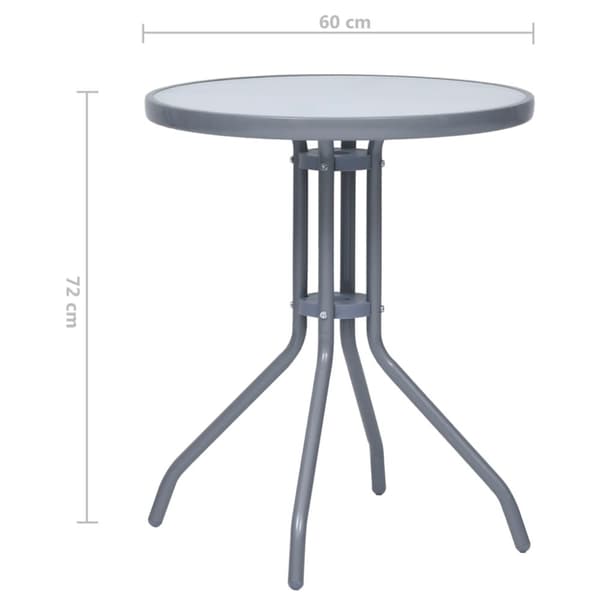 vidaXL havebord 60 cm stål og glas lysegrå