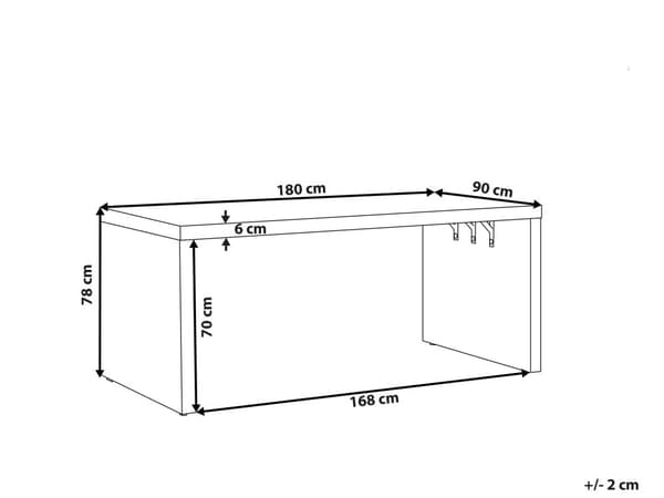 Havespisebord Grå Beton 180 x 90 cm U-form 6 personers vandtæt