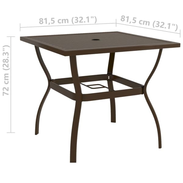 vidaXL havebord 81,5x81,5x72 cm stål brun