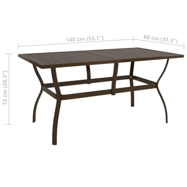 vidaXL Trädgårdsbord 140x80x72 cm stål