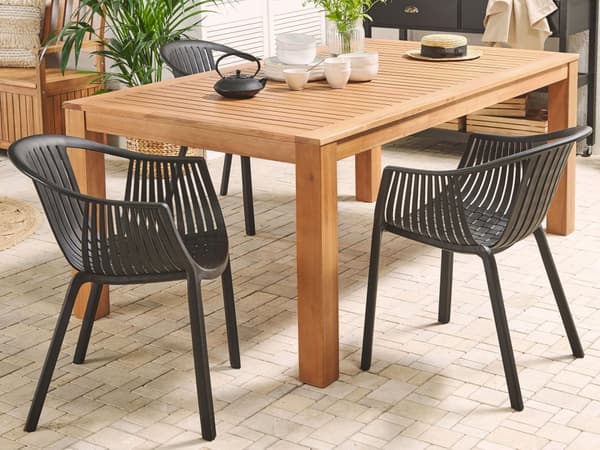 Havebord Lyst Eukalyptus Træ Olieret 190 x 105 cm 6 Personers Dekorativ Udendørs Spisebord Udendørsmøbler Rustikt Design til Terrasse og Have