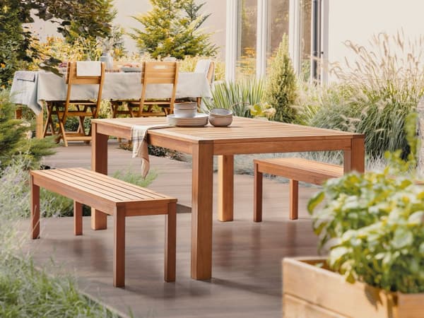 Havebord Lyst Eukalyptus Træ Olieret 190 x 105 cm 6 Personers Dekorativ Udendørs Spisebord Udendørsmøbler Rustikt Design til Terrasse og Have
