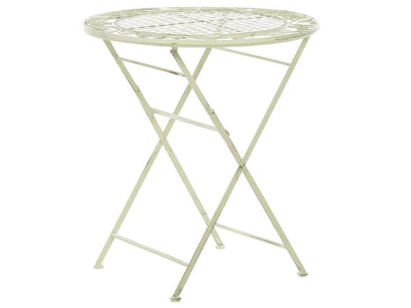 Have Bistro Bord Lysegrønt Jern Sammenfoldelig Mønstret Metal Rund 70 cm til 2 Udendørs UV-Rustbestandig Fransk Retro Stil