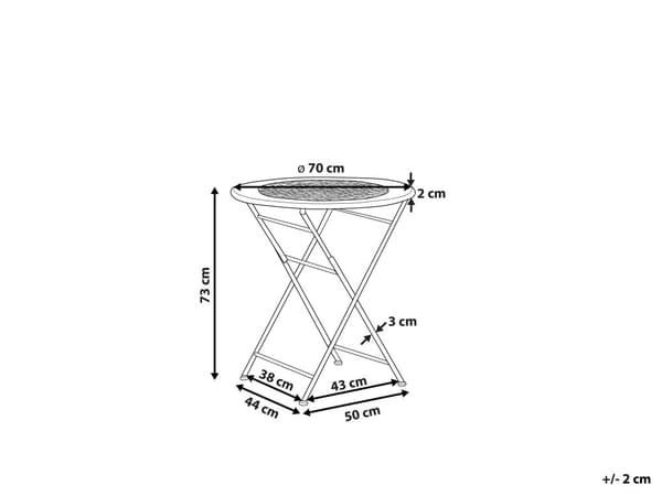 Puutarhapöytä vaaleanvihreä metallinen pyöreä 70 cm maalaisromanttinen tyyli